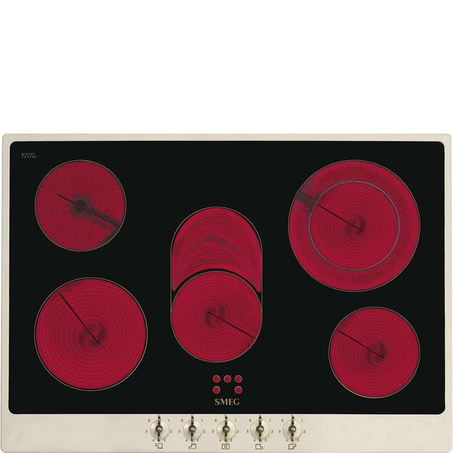 Image of SMEG KERÁMIA FŐZŐLAP, Colonial design, 72 cm, 5 főzőzóna, bézs