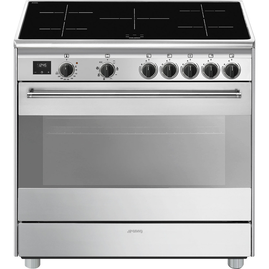 Image of SMEG SZABADONÁLLÓ TŰZHELY, Classica design, 90 cm, 1 sütőtér, indukciós főzőlap, matt fekete gombok, inox