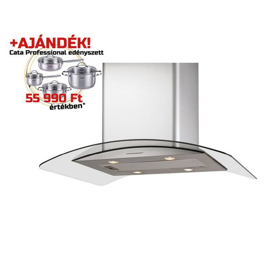 Image of Cata - Páraelszívó Isla gamma 900 X/E inox-üveg LED + Cata PROFESSIONAL edényszett