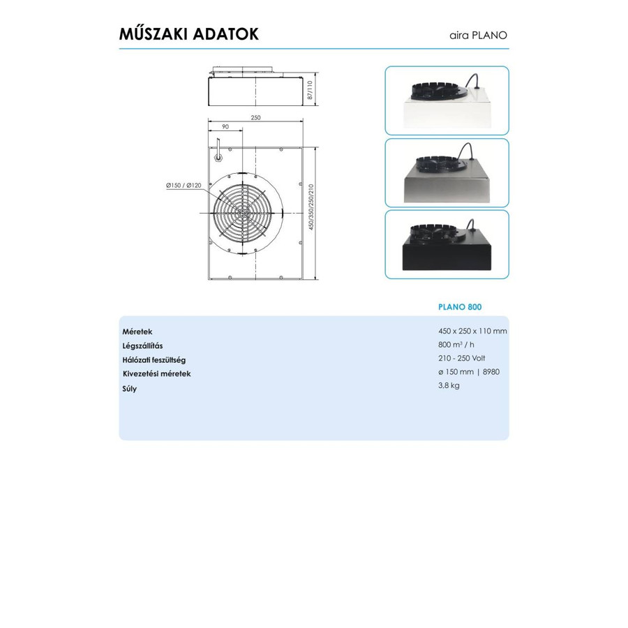 Image of AIRA - Plazma szűrő páraelszívókhoz PLANO 800/210 R