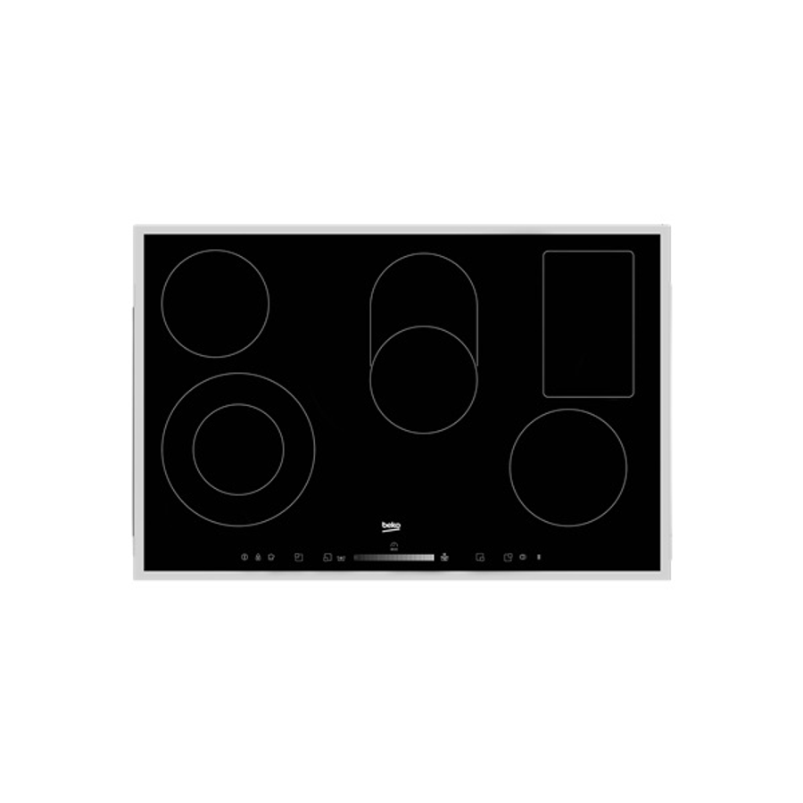 Image of Beko HIC 85502 TX fekete, beépíthető, elektromos üvegkerámia, főzőzóna: 5, beépíthető méret: 75cm, főzőlap