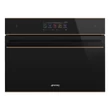 Kép 1/12 - SMEG KOMPAKT OMNICHEF HÁROM AZ EGYBEN SÜTŐ, Dolce Stil Novo design, Galileo, 45 cm, nagy TFT, fekete üveg, réz dísz
