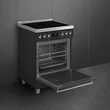 Kép 4/6 - SMEG PIROLITIKUS SZABADONÁLLÓ TŰZHELY, Classica design, 60 cm, 1 sütőtér, indukciós főzőlap, matt fekete