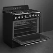 SMEG SZABADONÁLLÓ TŰZHELY, Victoria design, 90 cm, 1 sütőtér, 9 funkció, gőztisztítás, gáz főzőlap, fekete