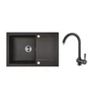 Kép 1/2 - RIO 1CS SZETT egymedence csepptálcás gránit fekete mosogató szifonnal, csappal, 76x44x17,5 cm