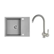 Kép 1/2 - RIO MINI SZETT minicsepptálcás gránit szürke mosogató szifonnal, csappal, 56x44x17,5 cm