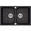 Kép 1/2 - Laveo CELIA szemcsés fekete kétmedencés mosogató dugókiemelős helytakarékos szifonnal