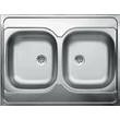 Kép 1/2 - LAVEO LON 60 2M teletetős kétmedencés inox mosogató szifonnal K.