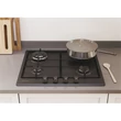 Kép 2/7 - Candy CHW6BR4WGTGH fekete, beépíthető, gáz, főzőzóna: 3 +1 wok égőfej, beépíthető méret: 56cm, főzőlap