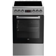 Kép 1/2 - Beko FSM57300GX Inox, szabadonálló, kerámialapos, elektromos, főzőzóna: 4, sütő:55L, grill, tűzhely