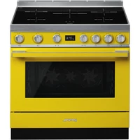 SMEG SZABADONÁLLÓ TŰZHELY, Portofino design, 90 cm, 1 sütőtér, indukciós főzőlap, citromsárga