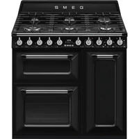 SMEG SZABADONÁLLÓ TŰZHELY, Victoria design, 90 cm, 3 sütőtér, 5 funkció, gáz főzőlap, fekete