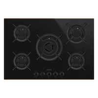 SMEG GÁZ FŐZŐLAP, Dolce Stil Novo , 75 cm,  5 gázégő, öntöttvas edénytartók, fekete üvegkerámia alap réz díszítéssel