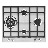 SMEG GÁZ FŐZŐLAP,Classic ,60 cm,4 gázégő,ebből 1 3,5 kW-os wok égő,,szálcsiszolt rozsdamentes acél,ezüst vezérlőgombok