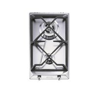 SMEG DOMINO GÁZ FŐZŐLAP, Contemporary design, 31 cm, 2 gázégő (hátsó: 3,3 kW-os wok), szálcsiszolt rozsdamentes acél