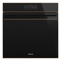 SMEG OMNICHEF HÁROM AZ EGYBEN SÜTŐ, Dolce Stil Novo design, Galileo, 60 cm, nagy TFT, fekete üveg, réz dísz