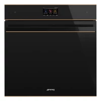 SMEG KOMBINÁLT PIROLITIKUS SÜTŐ, GŐZFUNKCIÓVAL, Dolce Stil Novo design, Galileo, 60 cm, TFT, fekete üveg, réz dísz