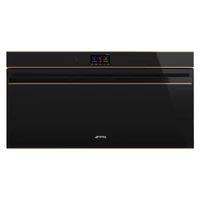 SMEG PIROLITIKUS HŐLÉGKEVERÉSES XL SÜTŐ, Dolce Stil Novo design, 90x47,5 cm, TFT, fekete üveg, réz dísz