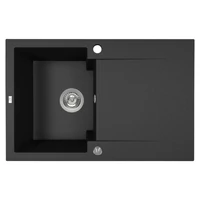 Laveo PICO 45S egymedence csepptálcás szemcsés fekete gránit mosogató helytakarákos szifonnal