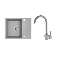 RIO MINI SZETT minicsepptálcás gránit szürke mosogató szifonnal, csappal, 56x44x17,5 cm