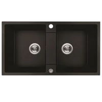 RIO 2M kétmedencés gránit fekete mosogató szifonnal, 80x44x18,6 cm