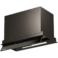 Kluge beépíthető fekete páraelszívó, 52cm, kihajtható fekete üvegpanel