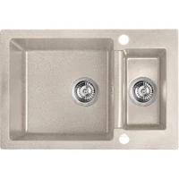 Laveo CELIA 1,5 medencés bézs mosogató dugókiemelős helytakarékos szifonnal Laveo CELIA 1,5 medencés bézs mosogató dugókiemelős helytakarékos szifonnal