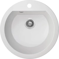 Laveo DAFNE egykör fehér mosogató csaplyukkal, helytakarékos szifonnal Laveo DAFNE egykör fehér mosogató csaplyukkal, helytakarékos szifonnal