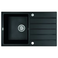 Laveo MARGARITA csepptálcás matt fekete mosogató automata dugókiemelős, helytakarékos szifonnal Laveo MARGARITA csepptálcás matt fekete mosogató automata dugókiemelős, helytakarékos szifonnal