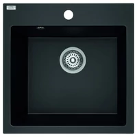 Laveo ALENA matt fekete egymedencés mosogató helytakarékos szifonnal