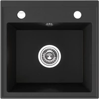 Laveo RINA egymedencés matt fekete mosogató csaplyukkal, automata dugókiemelős, helytakarékos szifonnal Laveo RINA egymedencés matt fekete mosogató csaplyukkal, automata dugókiemelős, helytakarékos szifonnal