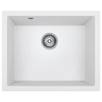 Laveo IBIZA fehér egymedencés mosogató helytakarékos szifonnal Laveo IBIZA fehér egymedencés mosogató helytakarékos szifonnal