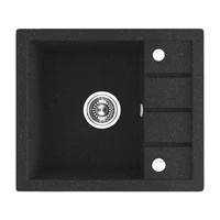 Laveo RINA MINI csepptálcás mosogató, szemcsés fekete, automata dugókiemelős, helytakarékos szifonnal