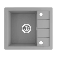 Laveo RINA MINI csepptálcás mosogató, szürke, automata dugókiemelős, helytakarékos szifonnal Laveo RINA MINI csepptálcás mosogató, szürke, automata dugókiemelős, helytakarékos szifonnal