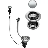 ELLECI - FLOW OPEN TWIST (tekerős) automata dugókiemelő egymedencés mosogatókhoz - inox