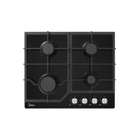 Midea MG60084TGB-HR fekete, beépíthető, gáz, főzőzóna: 4 +1 wok égőfej, beépíthető méret: 56cm, főzőlap
