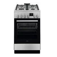 AEG CKB56490BM inox, szabadonálló, gáz, kombinált, főzőzóna: 4, sütő:58L, grill, tűzhely