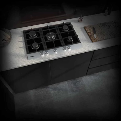 NODOR NorCook GCI-57 black beépíthető üveg-gáz főzőlap
