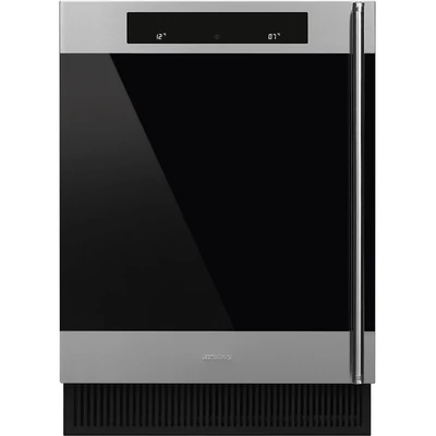 SMEG Classic CVI338LX3 beépíthető borhűtő - balos - inox / fekete üveg