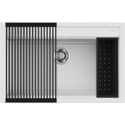 Elleci Best 130 Workstation kerámia mosogatótálca szett - K96 White