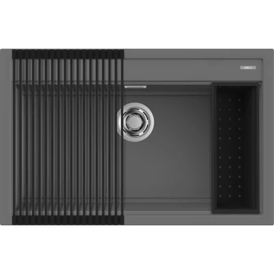 Elleci Best 130 Workstation kerámia mosogatótálca szett - K99 Dark Grey