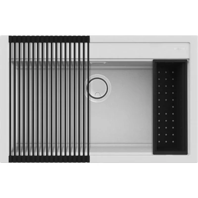 Elleci Best 130 Workstation gránit mosogatótálca szett - G68 Bianco