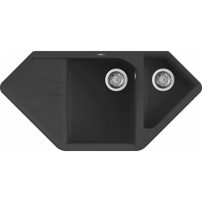 Elleci Ego CORNER gránit sarok mosogatótálca - G40 Nero