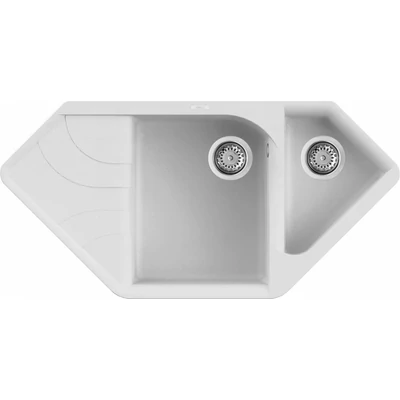 Elleci Ego CORNER gránit sarok mosogatótálca - G68 Bianco
