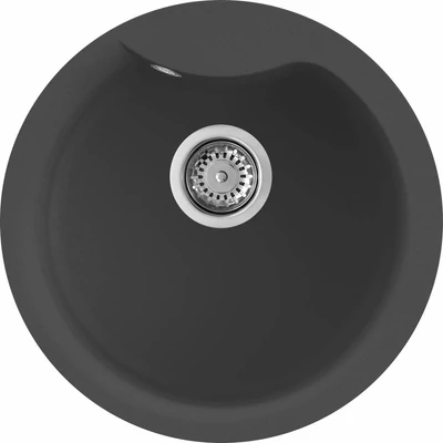 Elleci Ego ROUND gránit mosogatótálca - M70 Nero Metal