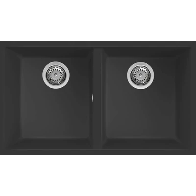 Elleci Quadra 350 Undermount gránit mosogatótálca - M70 Nero Metal