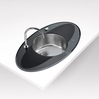 TEKA iSink 95 DX mosogatótálca - inox / fekete üveg