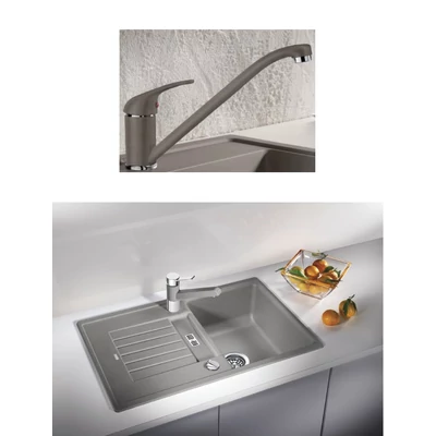 BLANCO DARAS silgránit HD csaptelep - BLANCO ZIA 45 S gránit mosogatótálca szett – sand