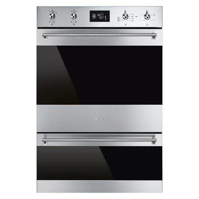 SMEG DUPLA PIROLITIKUS HŐLÉGKEVERÉSES SÜTŐ, Classica design, 60x88 cm, LCD, inox