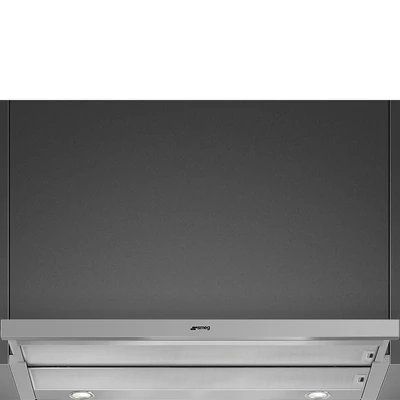 SMEG UNIVERSALE design teleszkópos páraelszívó, 90 cm, inox, tolókapcsolós vezérlés, 2 spot LED